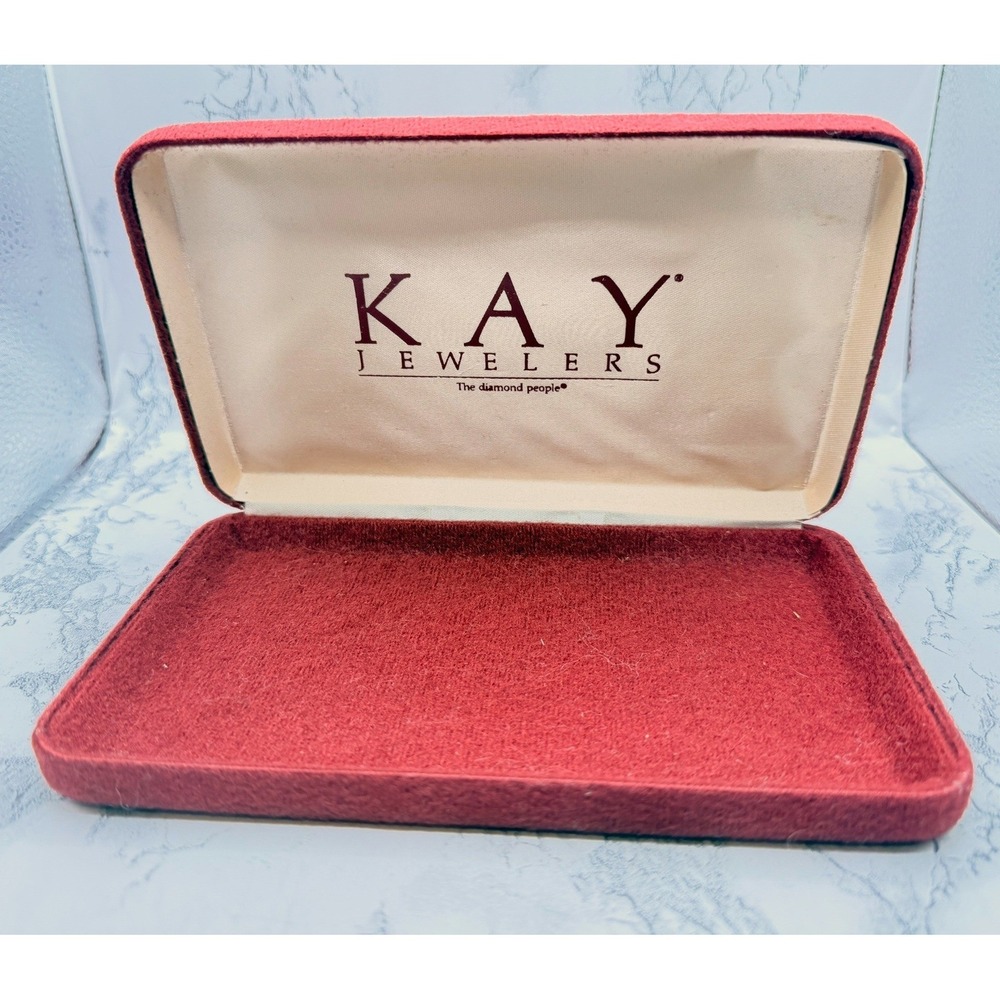 Kay Jewelers Empty Jewelry Box Red Velvet Fleece 7x5" Presentation Box